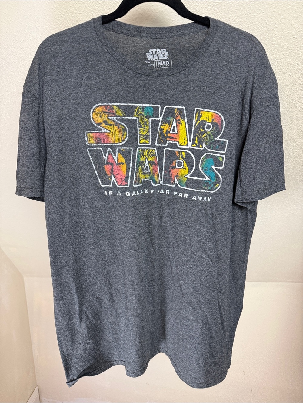 Vintage STAR WARS Gray Tee "In a Galaxy Far Far Away" XL